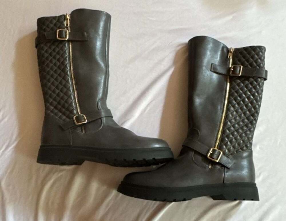 Athlefit Women's Knee-High Motorcycle Riding Boots w/Side Zipper & Buckles